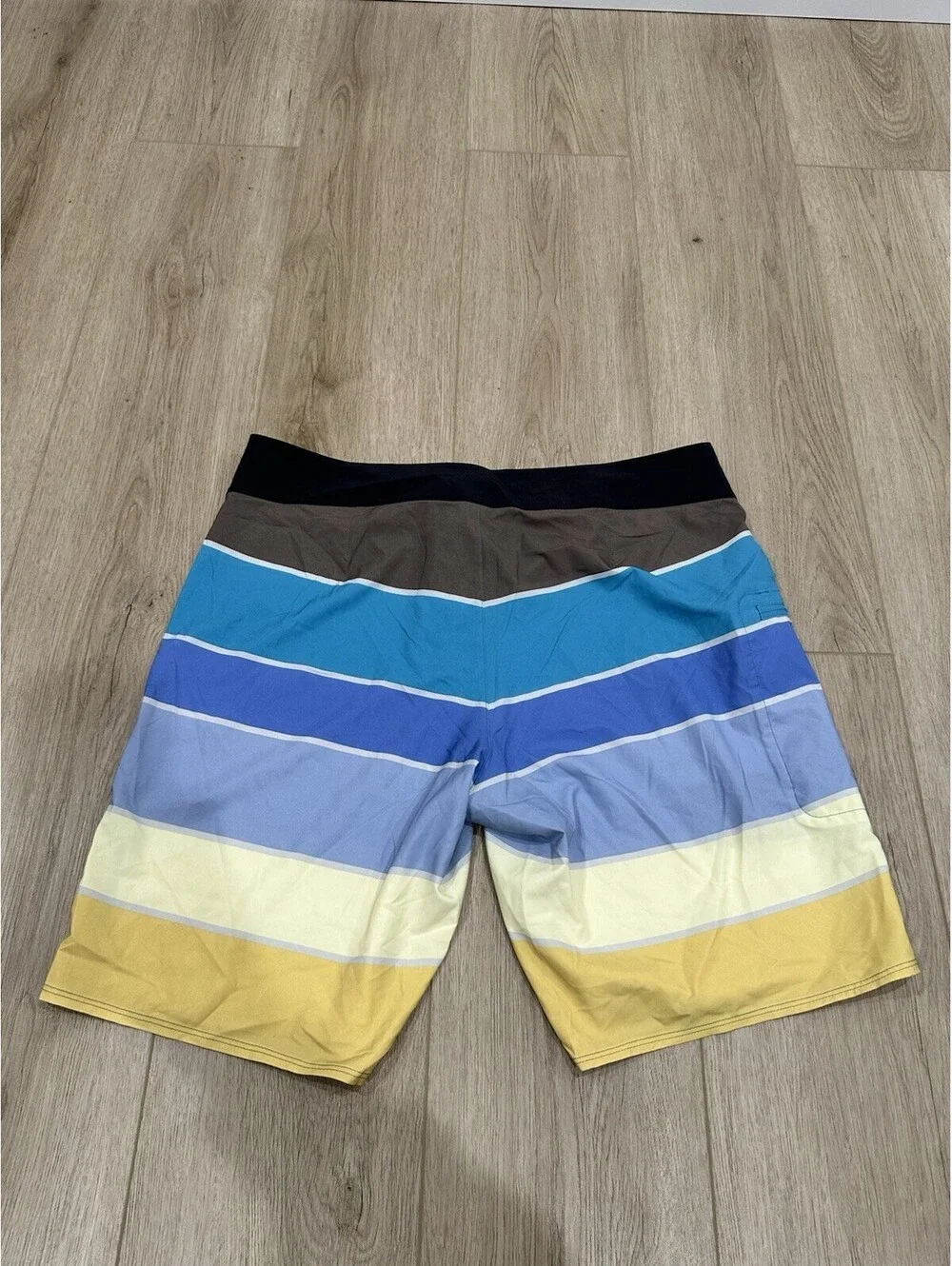 NWT Patagonia Stretch Planing Board Swim Shorts Giant Stripe Mako Blue Men’s 34